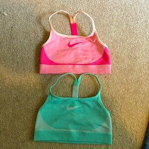 Nike dri-fit girls size small sport bra pink teal
